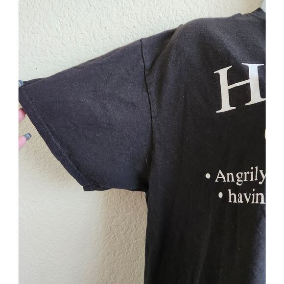 Black White HANGRY Angrily Displaying The Need For Food Graphic Print Top Large - Picture 2 of 4